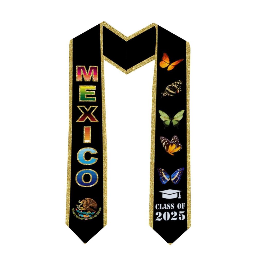 6819 Mexican Mexico Butterfly Graduation Stole Graduation Sash Scarf